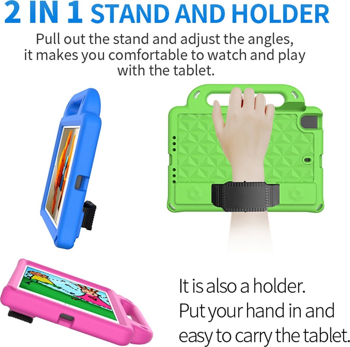 Mobigear - Tablethoes geschikt voor Apple iPad Mini 3 (2014) Kinder Tablethoes met Handvat | Mobigear Diamond - Blauw