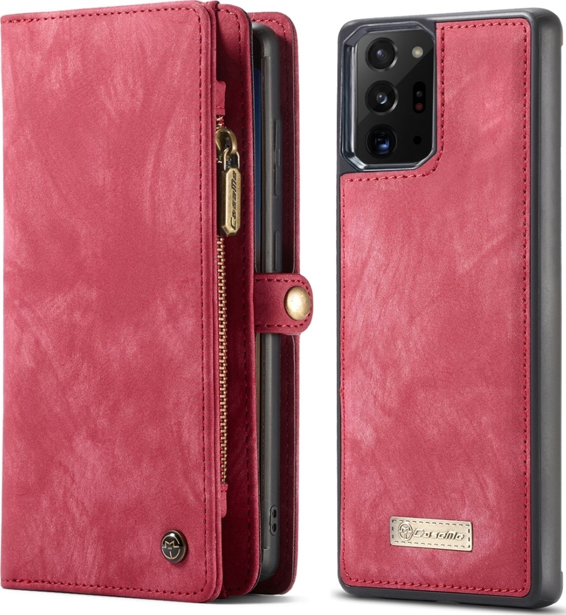 Caseme Telefoonhoesje geschikt voor Samsung Galaxy Note 20 Ultra Hoesje | Caseme 008 Uitneembare 2in1 Bookcase Portemonnee | Pasjeshouder voor 8 Pasjes | Telefoonhoesje voor Pinpas / OV Kaart / Rijbewijs - Rood