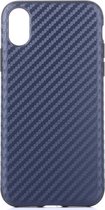 Mobigear Hoesje geschikt voor Apple iPhone X Telefoonhoesje Flexibel TPU | Mobigear Racing Backcover | iPhone X Case | Back Cover - Blauw
