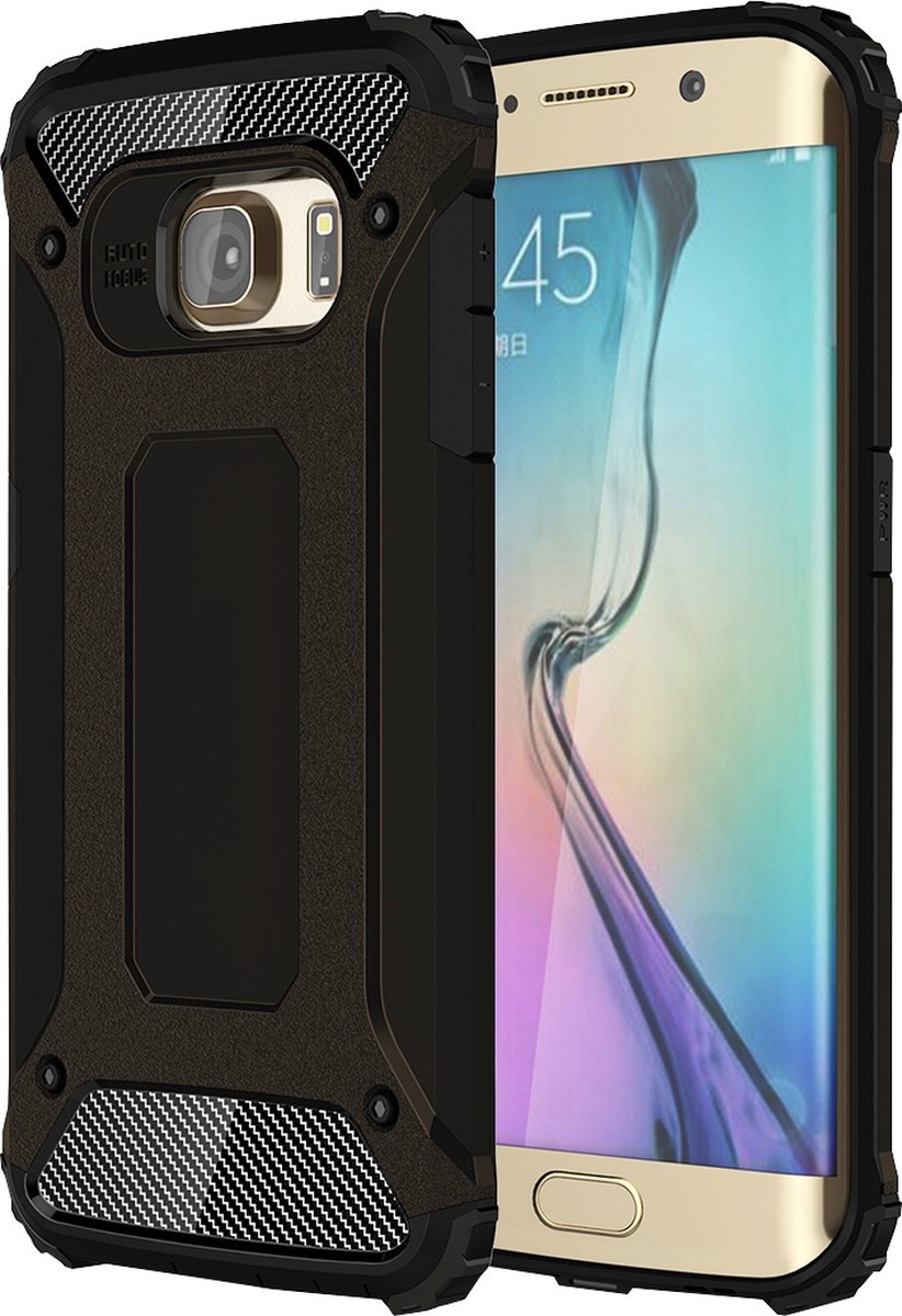 Mobigear Hoesje geschikt voor Samsung Galaxy S6 Edge Telefoonhoesje Hardcase | Mobigear Outdoor Backcover Shockproof | Schokbestendig Galaxy S6 Edge Telefoonhoesje | Anti Shock Proof - Zwart