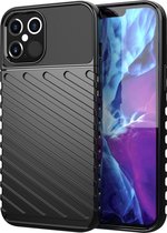Mobigear Hoesje geschikt voor Apple iPhone 12 Pro Max Telefoonhoesje Flexibel TPU | Mobigear Groove Backcover | iPhone 12 Pro Max Case | Back Cover - Zwart