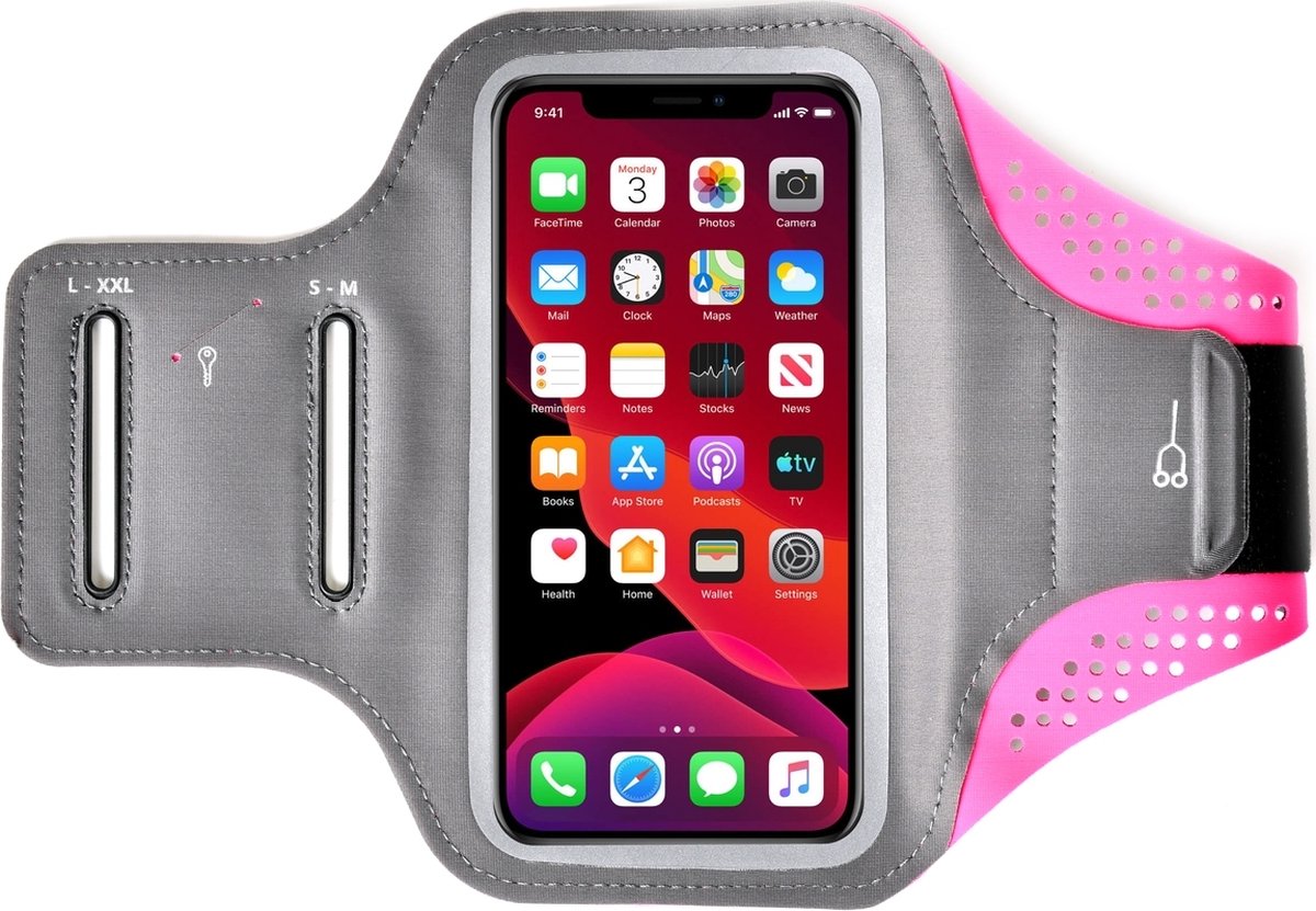 Mobigear Telefoonhoesje geschikt voor Telefoonhouder Hardlopen Neopreen Sport Hoesje Sportarmband | Mobigear Easy Fit - Small - Roze