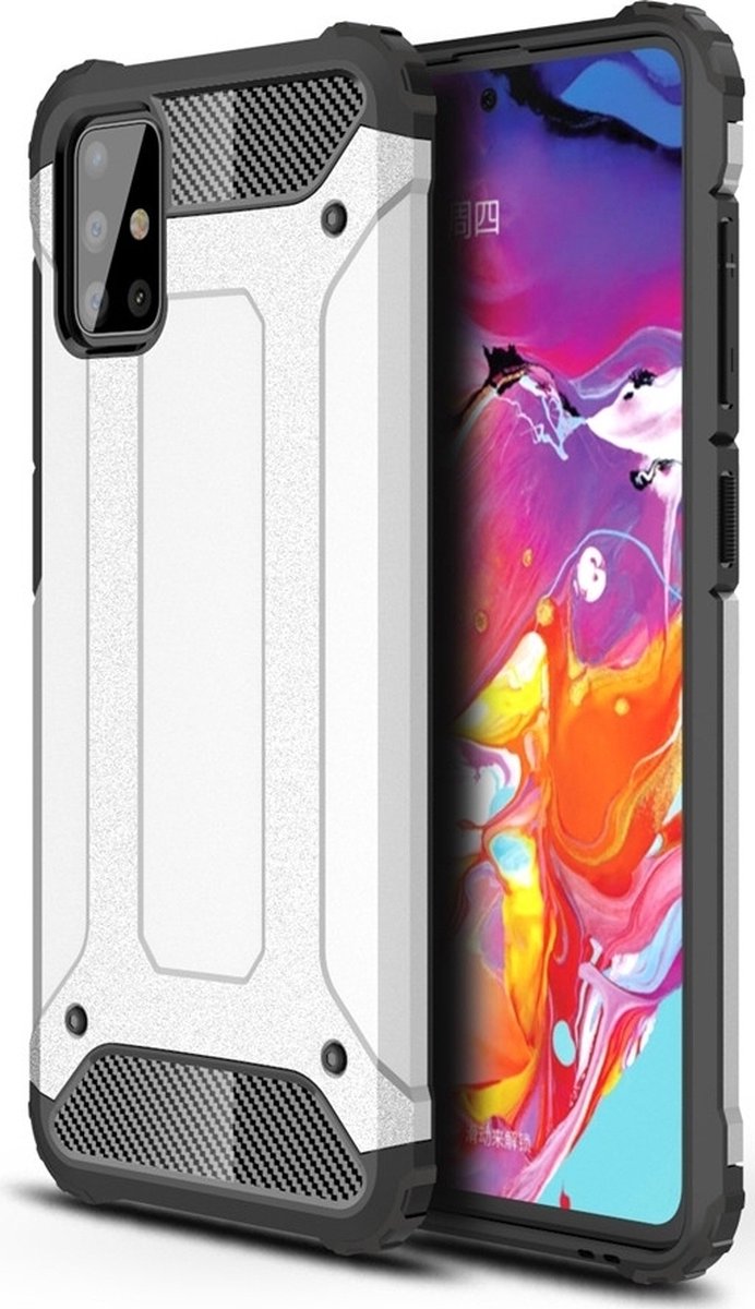 Mobigear Hoesje geschikt voor Samsung Galaxy A71 Telefoonhoesje Hardcase | Mobigear Outdoor Backcover Shockproof | Schokbestendig Galaxy A71 Telefoonhoesje | Anti Shock Proof - Zilver