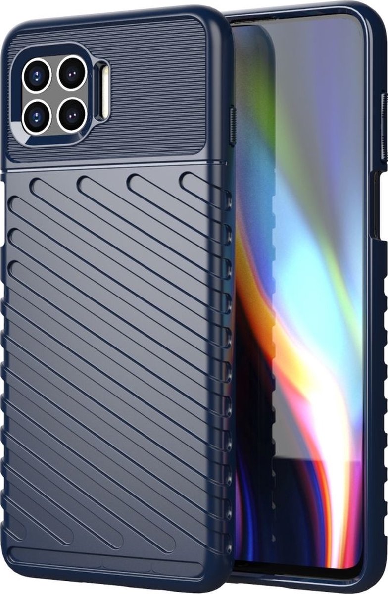 Mobigear Hoesje geschikt voor Motorola Moto G 5G Plus Telefoonhoesje Flexibel TPU | Mobigear Groove Backcover | Moto G 5G Plus Case | Back Cover - Blauw