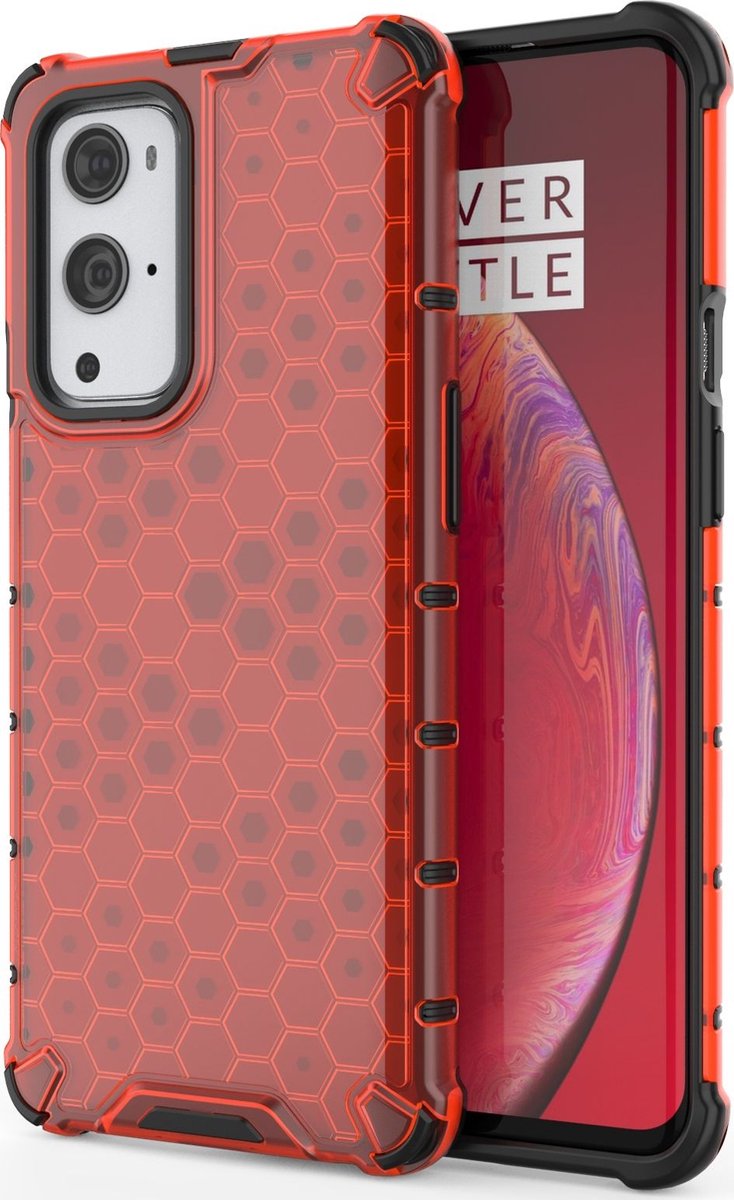Mobigear Hoesje geschikt voor OnePlus 9 Pro Telefoonhoesje Hardcase | Mobigear Honeycomb Backcover Shockproof | Schokbestendig 9 Pro Telefoonhoesje | Anti Shock Proof - Rood
