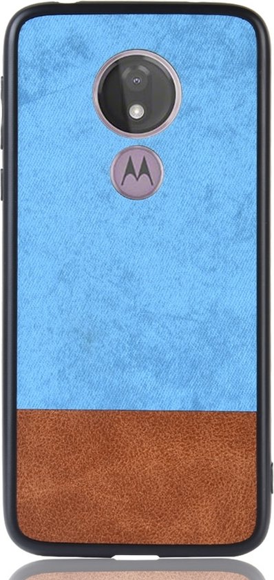 Mobigear Hoesje geschikt voor Motorola Moto G7 Play Telefoonhoesje Hardcase | Mobigear Two Tone Backcover | Moto G7 Play Case | Back Cover - Bruin / Blauw