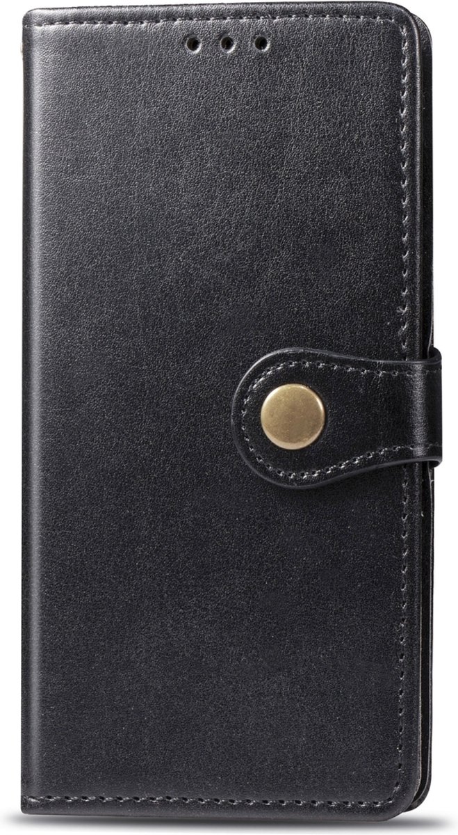 Mobigear Telefoonhoesje geschikt voor Apple iPhone 11 Hoesje | Mobigear Snap Button Bookcase Portemonnee | Pasjeshouder voor 3 Pasjes | Telefoonhoesje voor Pinpas / OV Kaart / Rijbewijs - Zwart