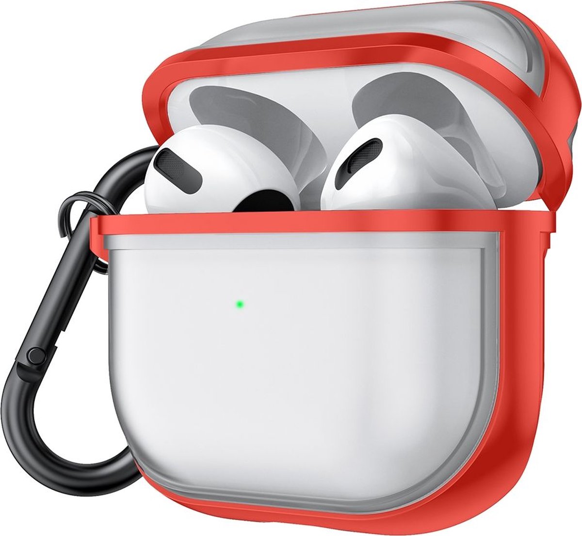 Mobigear Shockproof TPU Hoesje voor Apple AirPods 3 - Transparant / Rood