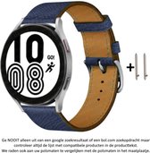 Blauw leren Bandje voor bepaalde 20mm smartwatches van verschillende bekende merken (zie lijst met compatibele modellen in producttekst) - Maat: zie foto – 20 mm blue leather smartwatch strap - Leder - Leer