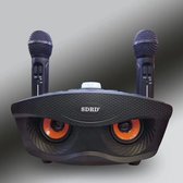 Draadloze Bluetooth dubbele microfoon met speaker Karaoke draagbare 3D stereo luidspreker - aux poort - Sd kaart - Usb ingang - zwart