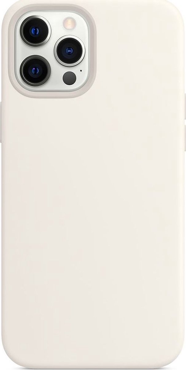 Mobigear Hoesje geschikt voor Apple iPhone 12 Siliconen MagSafe Telefoonhoesje | Mobigear Rubber Touch Backcover | Geschikt voor MagSafe | Geschikt voor Draadloos Opladen met Magnetische Ring | Geschikt voor MagSafe Case - Wit
