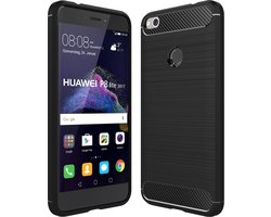 Mobigear Hoesje geschikt voor Huawei P8 Lite (2017) Telefoonhoesje Flexibel TPU | Mobigear Brushed Slim Backcover | P8 Lite (2017) Case | Back Cover - Zwart