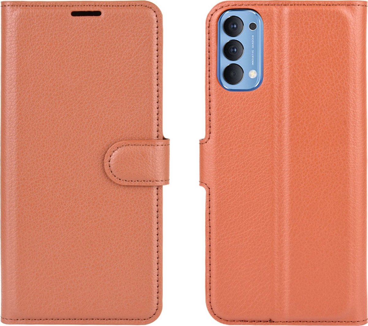 Mobigear Telefoonhoesje geschikt voor OPPO Reno 4 Hoesje | Mobigear Classic Bookcase Portemonnee | Pasjeshouder voor 3 Pasjes | Telefoonhoesje voor Pinpas / OV Kaart / Rijbewijs - Bruin