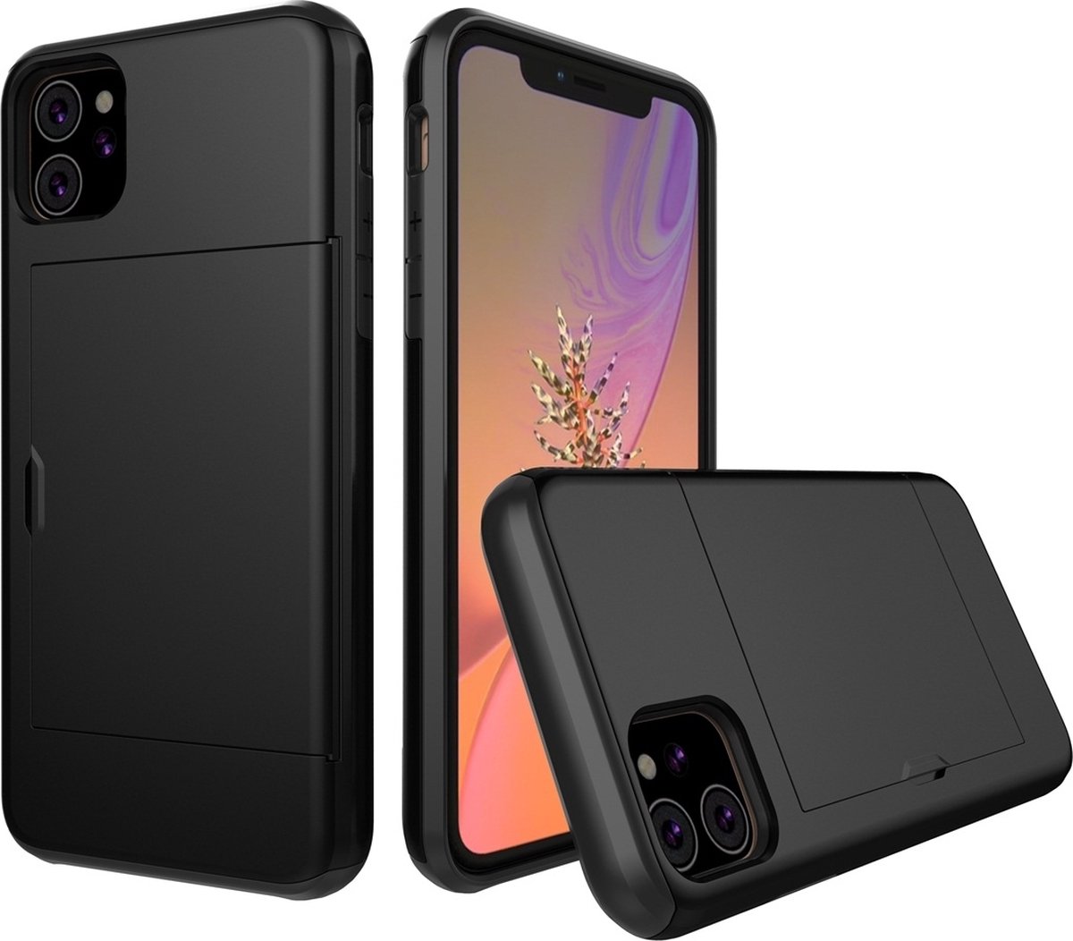 Mobigear Hoesje geschikt voor Apple iPhone 11 Telefoonhoesje met Kaarthouder Hardcase | Mobigear Card Backcover Shockproof met Pasjeshouder | Kaarthouder voor 2 Pasjes | Hoesje voor Pinpas / OV Kaart / Rijbewijs | Schokbestendig iPhone 11