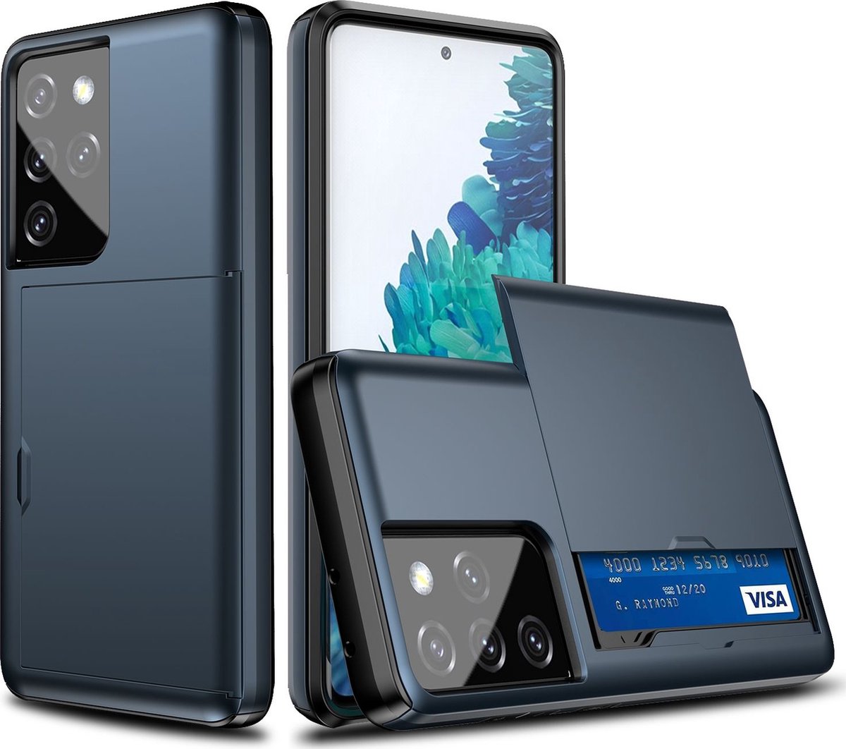 Mobigear Hoesje geschikt voor Samsung Galaxy S21 Ultra Telefoonhoesje met Kaarthouder Hardcase | Mobigear Card Backcover Shockproof met Pasjeshouder | Kaarthouder voor 2 Pasjes | Hoesje voor Pinpas / OV Kaart / Rijbewijs | Schokbestendig Galaxy S21