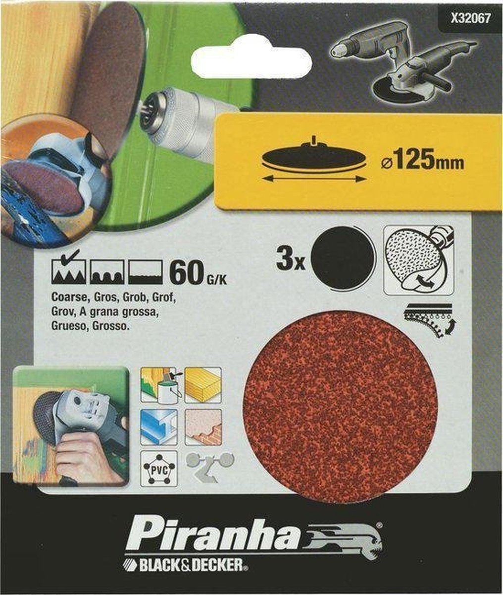 Piranha Schuurschijf 125 mm zelfhechtend 60K 3stuks X32067