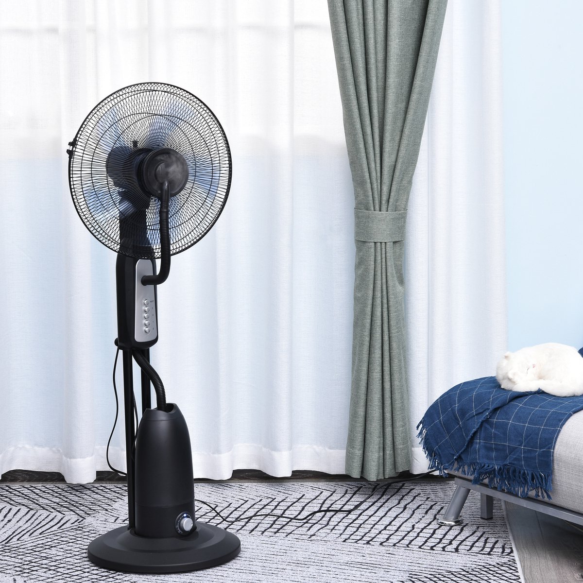 HOMCOM Statiefventilator met 28 liter waterverstuiver