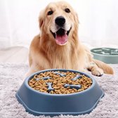 Honden/Katten Voederbak - Langzaam Eten Voederbak - Kleur Patrol-Blauw - Anti Schrok brokken bak - slow feeder
