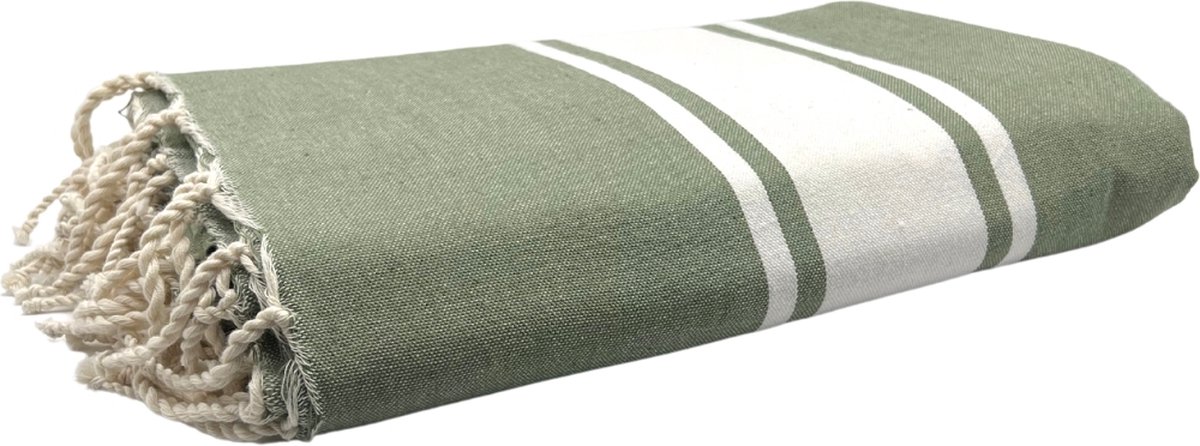 Foutas - strandlaken - hamamdoek - XXL Classic "Olive" - groen- 300 cm op 200 cm