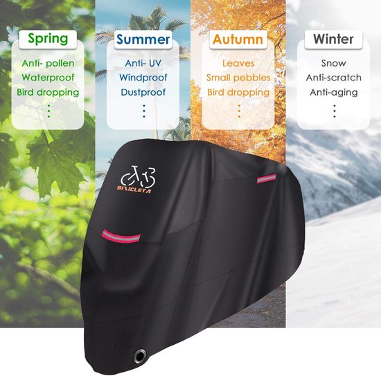 El Jardin - Fiets beschermhoes voor 1 fiets - Alle weersinvloeden - 60 x 85 x 170 cm (B*H*L) - 210D - Zadelhoes - Beschermzak van El Jardin — afbeelding 5