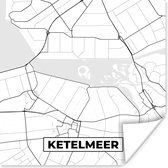 Poster Kaart - Nederland - Plattegrond - Stadskaart - Ketelmeer - 100x100 cm XXL