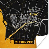 Poster Zierikzee - Black and Gold - Stadskaart - Kaart - Plattegrond - 30x30 cm