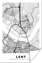 Poster Lent - Stadskaart - Zwart Wit - Kaart - Nederland - Plattegrond - 40x60 cm