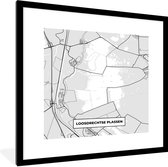 Fotolijst incl. Poster - Kaart - Nederland - Stadskaart - Loosdrechtse Plassen - Plattegrond - 40x40 cm - Posterlijst