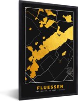 Fotolijst incl. Poster - Friesland - Kaart - Plattegrond - Stadskaart - Fluessen - Goud - 20x30 cm - Posterlijst