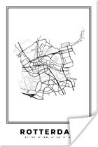 Poster Stadskaart – Zwart Wit - Kaart – Rotterdam – Nederland – Plattegrond - 120x180 cm XXL