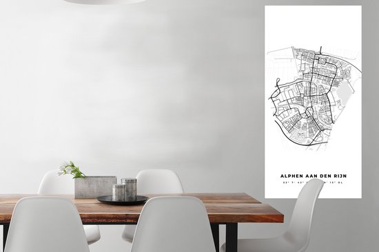 Affiche Carte – Plan d'étage – Plan de la ville – Alphen aan den Nederland – Pays- Wit - 60x120 cm