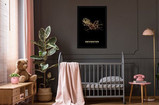 Cadre photo avec affiche - Plan de la ville - Deventer - Carte - Nederland - Carte - 60x90 cm - Cadre pour affiche