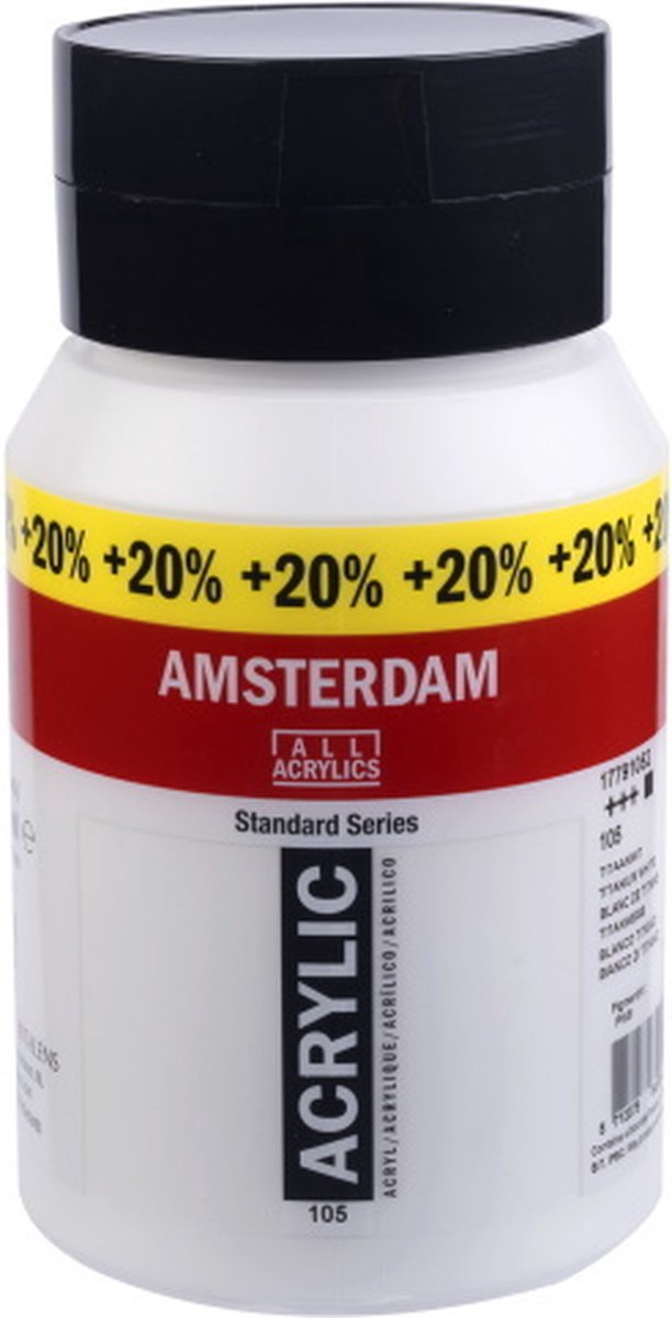 Amsterdam Acrylverf 500 ml Titaanwit 105 + 20%