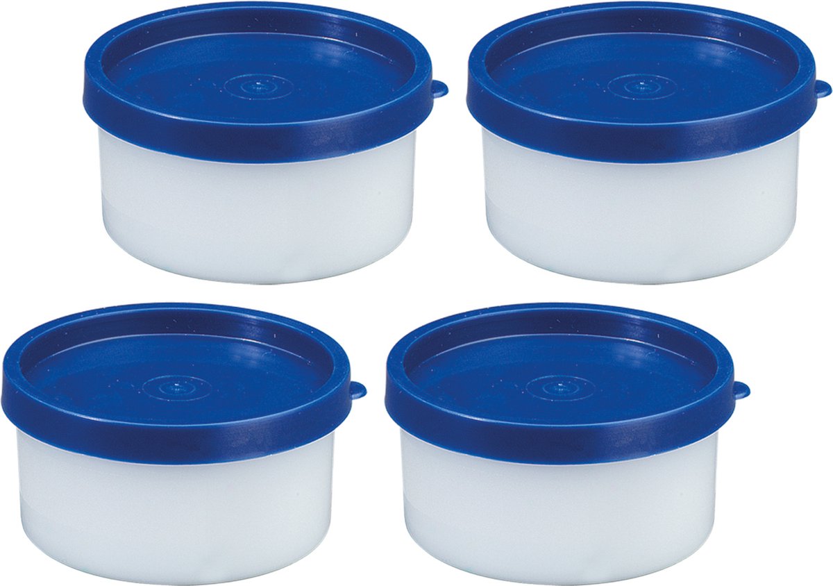 Westmark 4 Vershoud-/diepvriesdozen, incl. deksels, inhoud: elk 100 ml, stapelbaar, kunststof, Trio, kleur: doorzichtig/blauw, 25742270