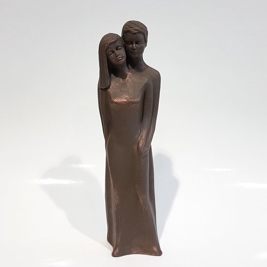 Rob Kunen / Skulptuur / Beeld / Koppel - bruin / goud - 10 x 10 x 43 cm hoog.