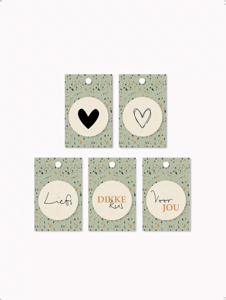 Duurzaam cadeau - Cadeaulabel - Naamkaartje - Set van 5 - groen