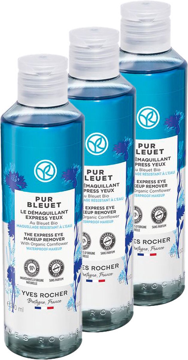 Yves Rocher - PUR BLEUET Express - Oog Make-up Remover - Voordeelverpakking 3 x 200 ml