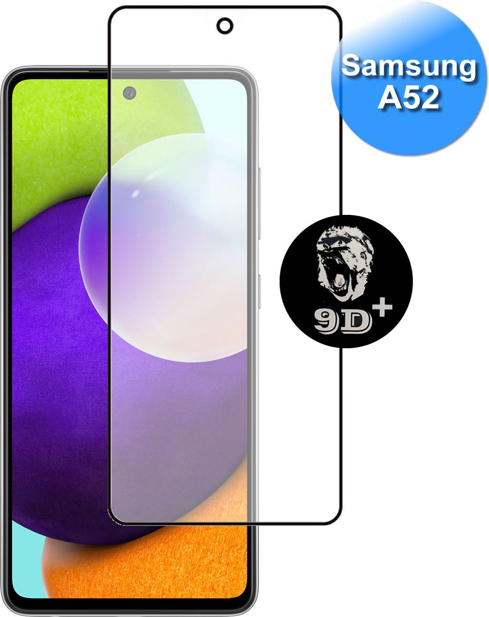 Screenprotector geschikt voor Samsung A52 - 9D Screenprotector - Premium 9H Full Cover Glas