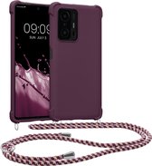 kwmobile telefoonhoesjegeschikt voor Xiaomi 11T / 11T Pro - Hoesje van siliconen met telefoonkoord - In bordeaux-violet