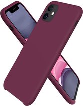Siliconenhoes voor iPhone 11, ultradunne telefoonhoes van vloeibare silicone, bescherming voor Apple iPhone 11 (2019) 6,1 inch, wijnrood