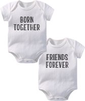 Hospitrix Bébé Body Twins avec texte "Together pour toujours" | 0-3 mois | Manche courte |Cadeau jumeau| Cadeau de maternité |  Cadeau de Grossesse