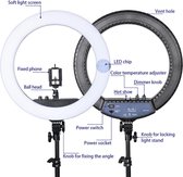 LED Ring Light RL-18II  44Cm/18Inch Met AC Adapter Incl. Spiegel Make-up, Handtas en Afstandsbediening - Ringflitser - Flitser - Make-up Lamp - Studiolamp – FotoStudio - Selfie Ring Lamp - LED Soft Ring Light – 18 Inch Ringlamp (Zonder Stand) FAIRCO
