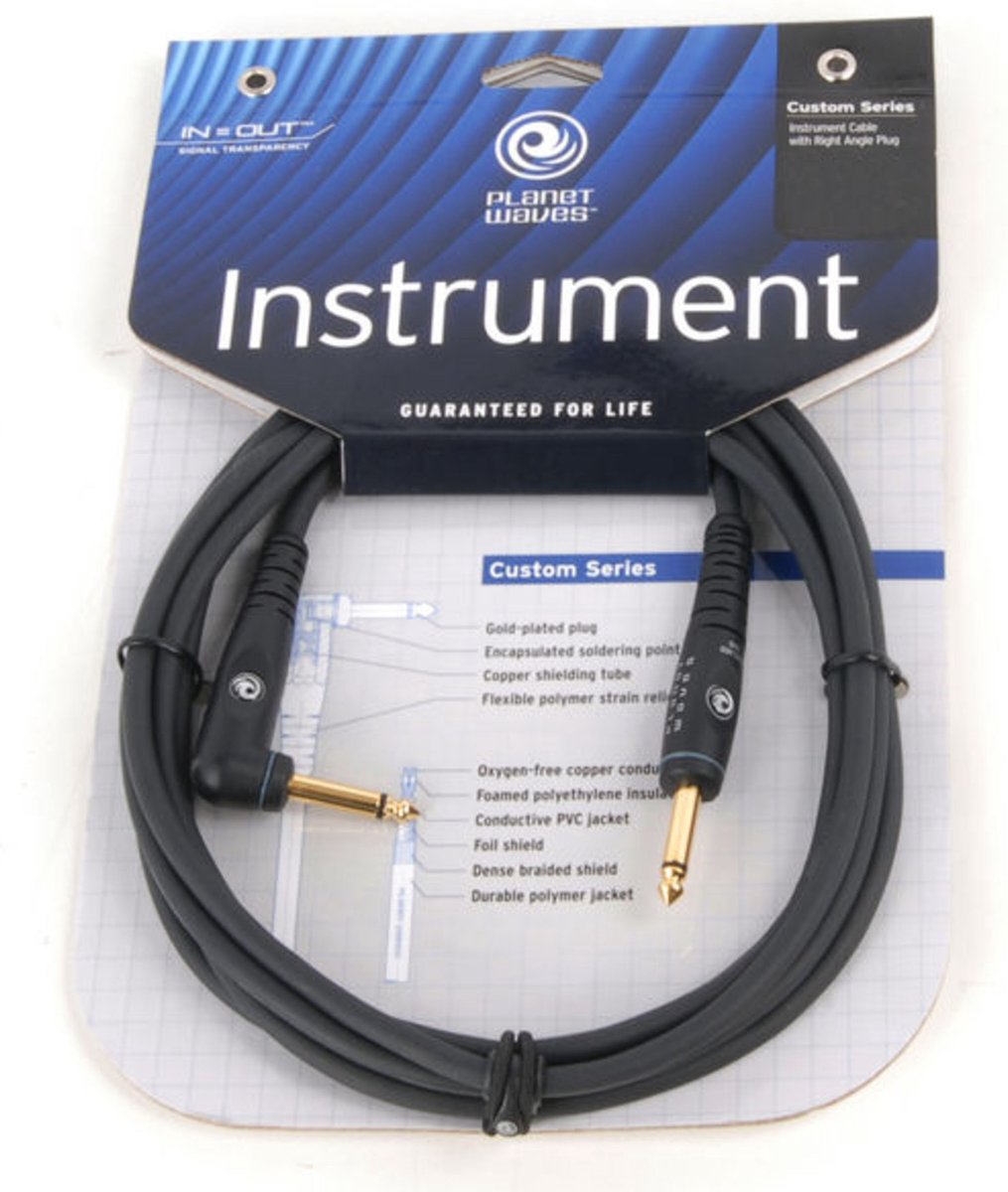 D'Addario PW-GRA-20 Instrumentenkabel 6m 1x rechte/ 1x hoekstekker - Gitaarkabel