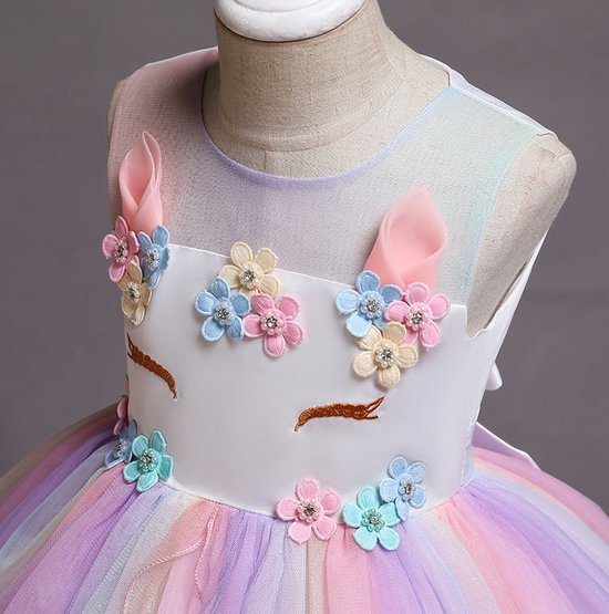 Robe Licorne Joya Beauty® | Robe Unicorn | Robe de princesse arc-en-ciel | Taille 110-116 (120) + Bandeau Unicorn GRATUIT