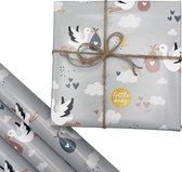Hippecardshop - Papier cadeau Bébé Cigogne - 2 rouleaux 70CM - Papier cadeau - Bébé - Emballage - Garçon - Fille
