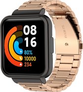 Stalen Smartwatch bandje - Geschikt voor Redmi Watch 2 Lite stalen band - rosé goud - Strap-it Horlogeband / Polsband / Armband