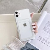 Transparant Hoesje met Kaarthouder - Geschikt voor Apple iPhone 12 - Doorzichtige Shockproof Case met Pasjeshouder - TPU Hoes met Vakje voor Pasje - Card Case