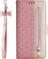 Portemonnee roze goud wallet book-case rits hoesje Telefoonhoesje geschikt voor Samsung Galaxy A33