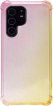 ADEL Siliconen Back Cover Softcase Hoesje Geschikt voor Samsung Galaxy S22 - Kleurovergang Roze Geel