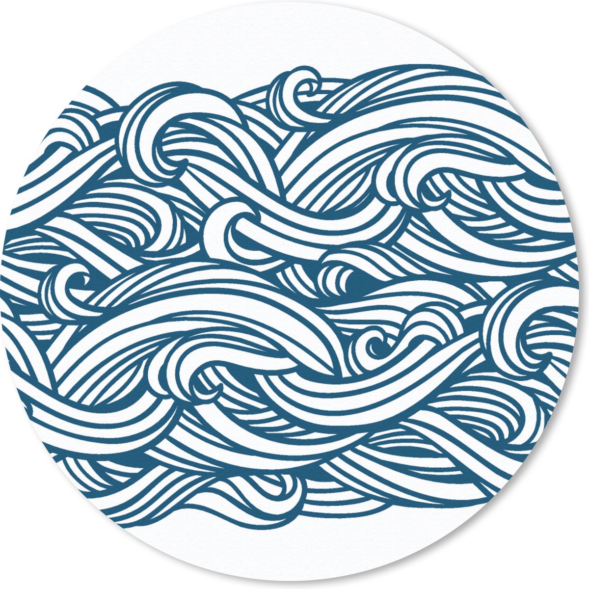 Muismat rond 50x50 cm - Mousepad Patroon - Golven - Zee - Ronde muismatten